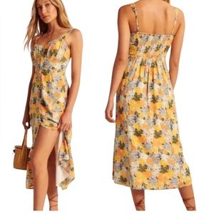 Abercrombie & Fitch Yellow Floral Midi Dress
